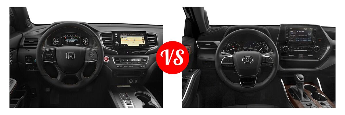 2022 Honda Passport SUV TrailSport vs. 2022 Toyota Highlander SUV Limited - Dashboard Comparison
