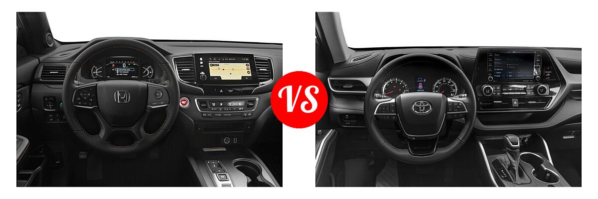 2022 Honda Passport SUV TrailSport vs. 2022 Toyota Highlander SUV L / LE - Dashboard Comparison