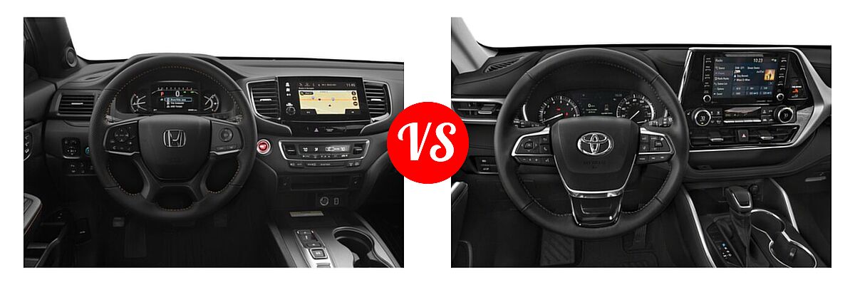 2022 Honda Passport SUV TrailSport vs. 2022 Toyota Highlander SUV Platinum - Dashboard Comparison