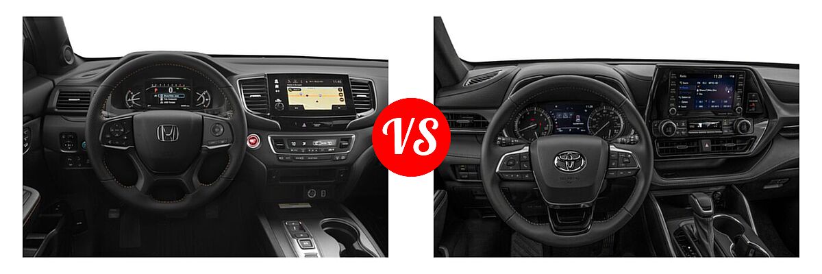 2022 Honda Passport SUV TrailSport vs. 2022 Toyota Highlander SUV XSE - Dashboard Comparison