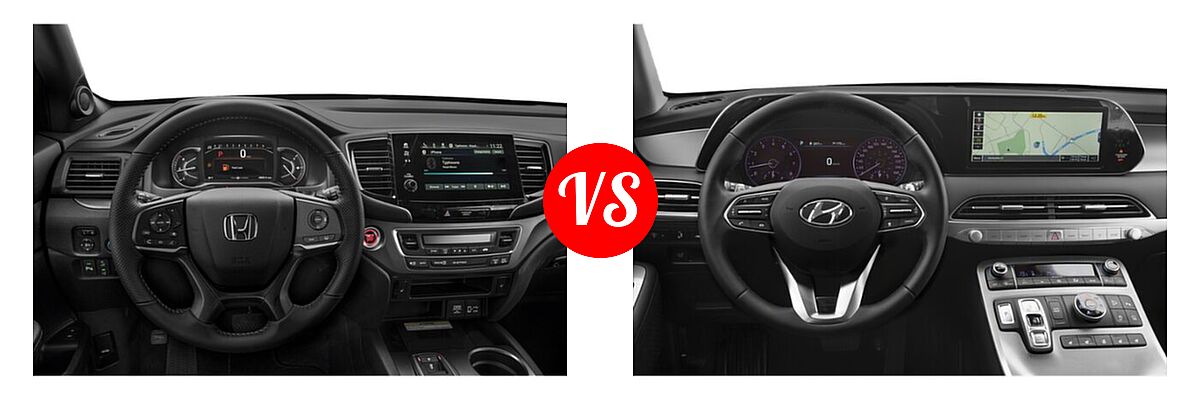 2022 Honda Passport SUV EX-L vs. 2022 Hyundai Palisade SUV SEL - Dashboard Comparison