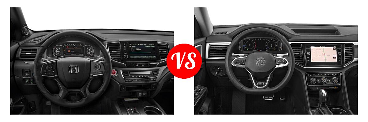 2022 Honda Passport SUV EX-L vs. 2022 Volkswagen Atlas SUV 3.6L V6 SEL Premium R-Line / 3.6L V6 SEL R-Line Black - Dashboard Comparison