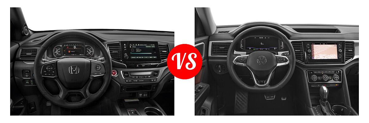 2022 Honda Passport SUV EX-L vs. 2022 Volkswagen Atlas SUV 3.6L V6 SEL R-Line - Dashboard Comparison