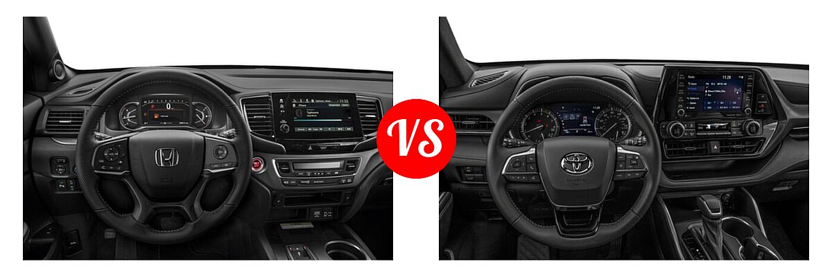 2022 Honda Passport SUV EX-L vs. 2022 Toyota Highlander SUV XLE - Dashboard Comparison