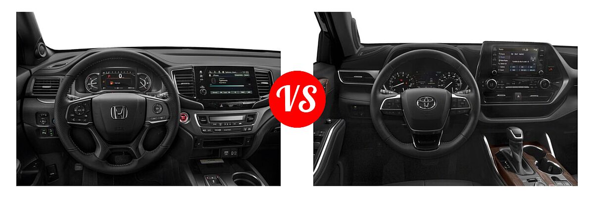 2022 Honda Passport SUV EX-L vs. 2022 Toyota Highlander SUV Limited - Dashboard Comparison