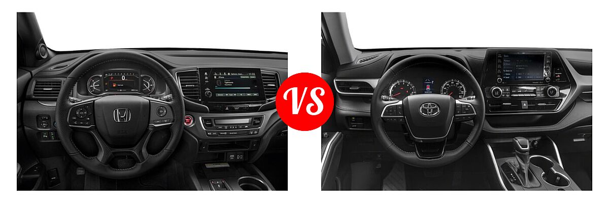 2022 Honda Passport SUV EX-L vs. 2022 Toyota Highlander SUV L / LE - Dashboard Comparison