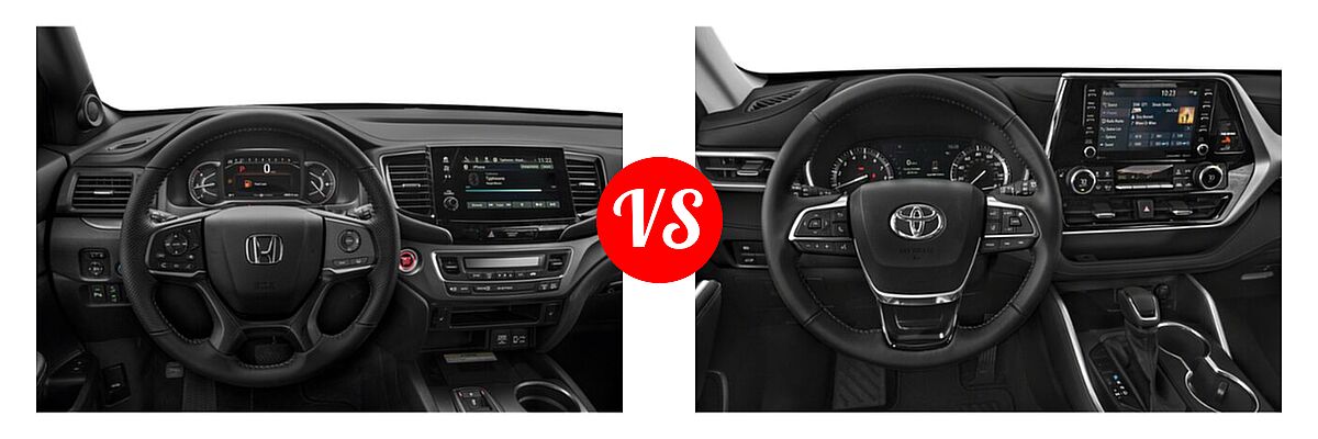 2022 Honda Passport SUV EX-L vs. 2022 Toyota Highlander SUV Platinum - Dashboard Comparison