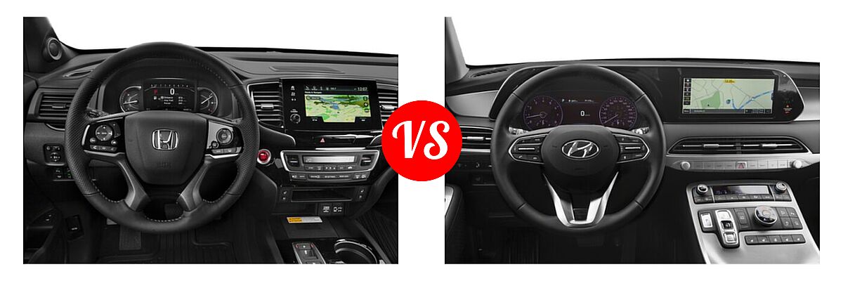 2022 Honda Passport SUV Elite vs. 2022 Hyundai Palisade SUV SEL - Dashboard Comparison