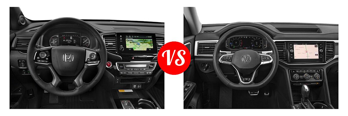 2022 Honda Passport SUV Elite vs. 2022 Volkswagen Atlas SUV 3.6L V6 SEL Premium R-Line / 3.6L V6 SEL R-Line Black - Dashboard Comparison