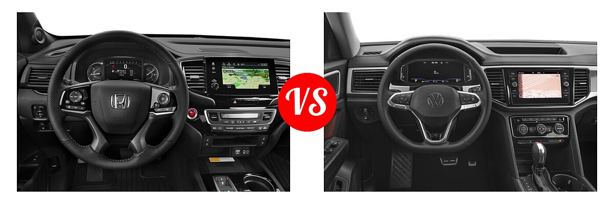 2022 Honda Passport SUV Elite vs. 2022 Volkswagen Atlas SUV 3.6L V6 SEL R-Line - Dashboard Comparison