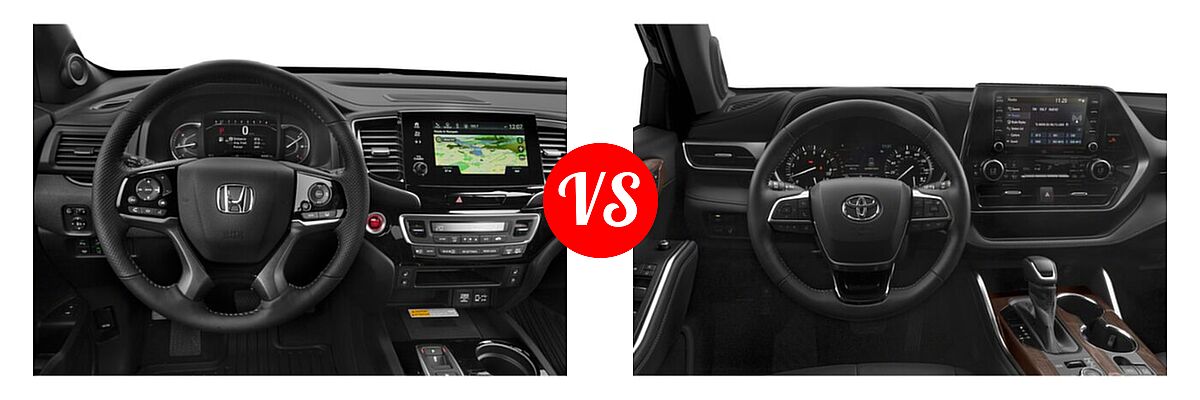 2022 Honda Passport SUV Elite vs. 2022 Toyota Highlander SUV Limited - Dashboard Comparison