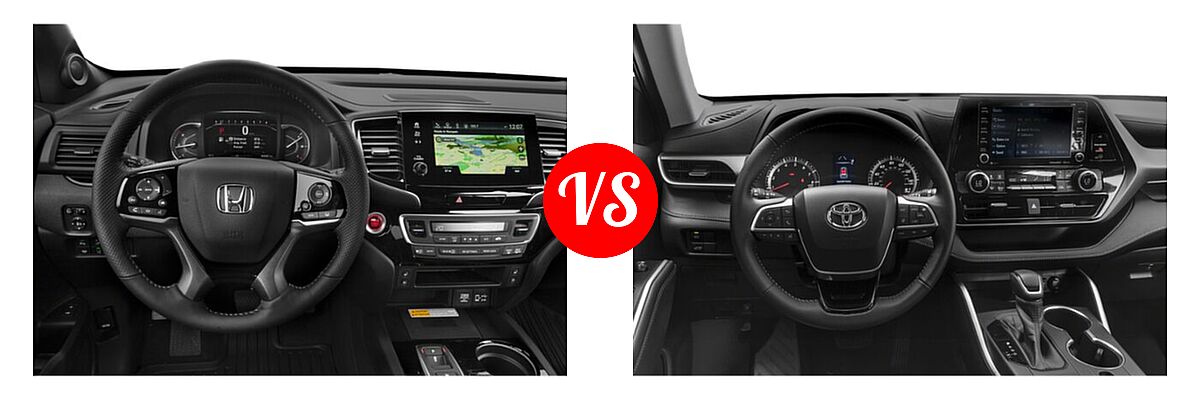 2022 Honda Passport SUV Elite vs. 2022 Toyota Highlander SUV L / LE - Dashboard Comparison