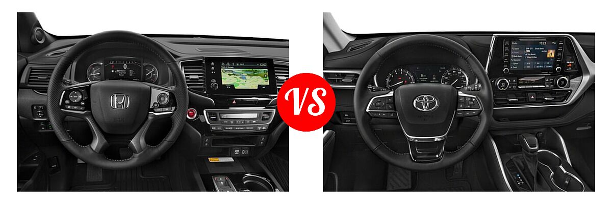 2022 Honda Passport SUV Elite vs. 2022 Toyota Highlander SUV Platinum - Dashboard Comparison