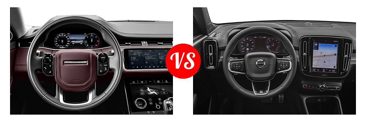 2022 Land Rover Range Rover Evoque SUV R-Dynamic HST / R-Dynamic S / R-Dynamic SE vs. 2019 Volvo XC40 SUV R-Design - Dashboard Comparison