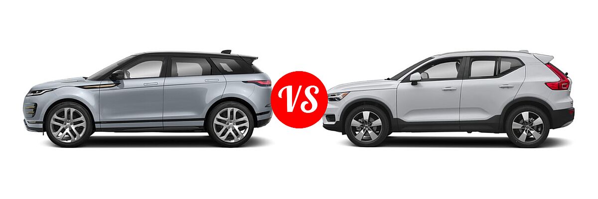 2022 Land Rover Range Rover Evoque SUV R-Dynamic HST / R-Dynamic S / R-Dynamic SE vs. 2019 Volvo XC40 SUV Momentum / R-Design - Side Comparison