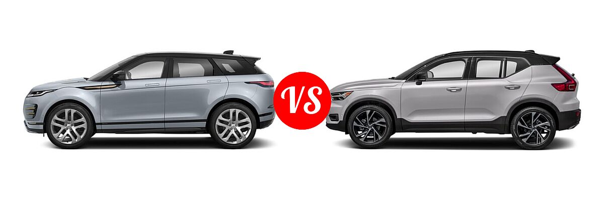 2022 Land Rover Range Rover Evoque SUV R-Dynamic HST / R-Dynamic S / R-Dynamic SE vs. 2019 Volvo XC40 SUV R-Design - Side Comparison