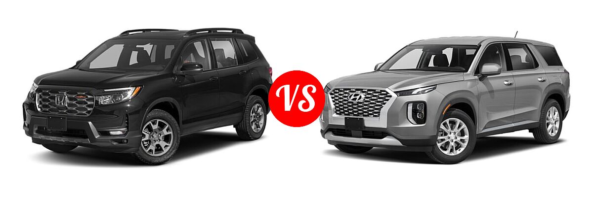 2022 Honda Passport SUV TrailSport vs. 2022 Hyundai Palisade SUV SE - Front Left Comparison