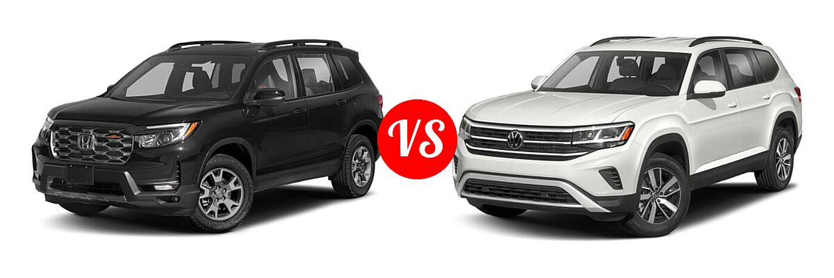 2022 Honda Passport SUV TrailSport vs. 2022 Volkswagen Atlas SUV 2.0T SE / 2.0T SE w/Technology / 3.6L V6 SE w/Technology - Front Left Comparison
