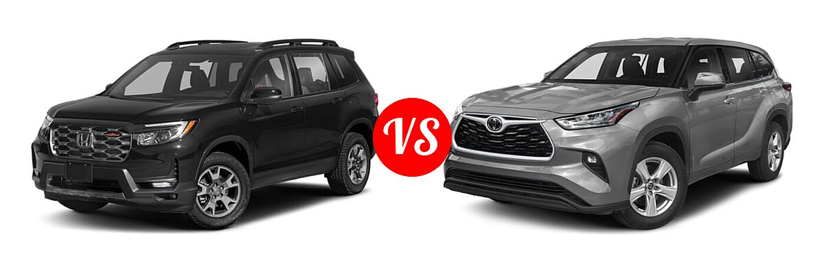 2022 Honda Passport SUV TrailSport vs. 2022 Toyota Highlander SUV L / LE - Front Left Comparison