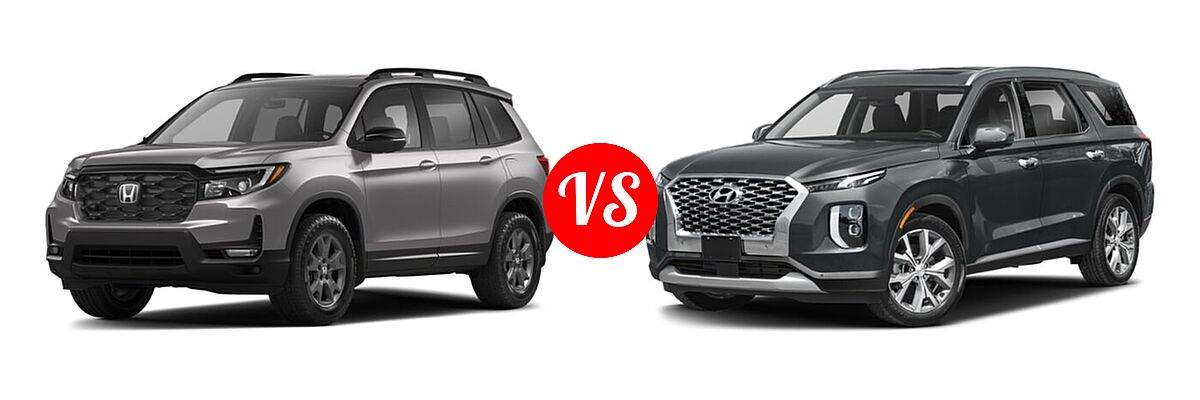 2022 Honda Passport SUV EX-L vs. 2022 Hyundai Palisade SUV SEL - Front Left Comparison