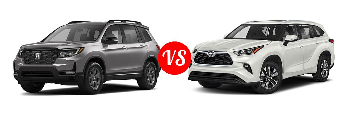 2022 Honda Passport SUV EX-L vs. 2022 Toyota Highlander SUV Platinum - Front Left Comparison