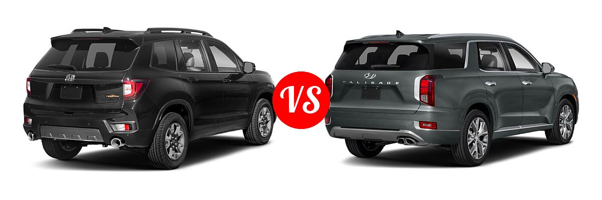 2022 Honda Passport SUV TrailSport vs. 2022 Hyundai Palisade SUV Limited - Rear Right Comparison