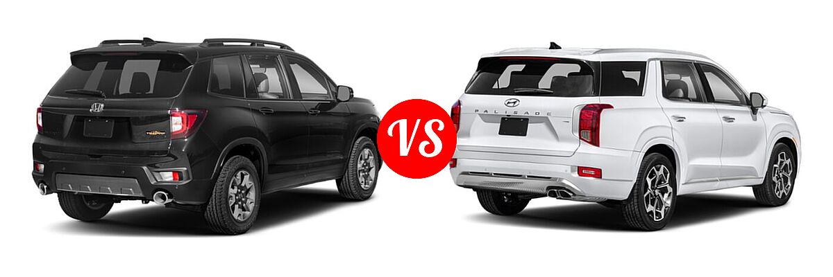 2022 Honda Passport SUV TrailSport vs. 2022 Hyundai Palisade SUV Calligraphy - Rear Right Comparison