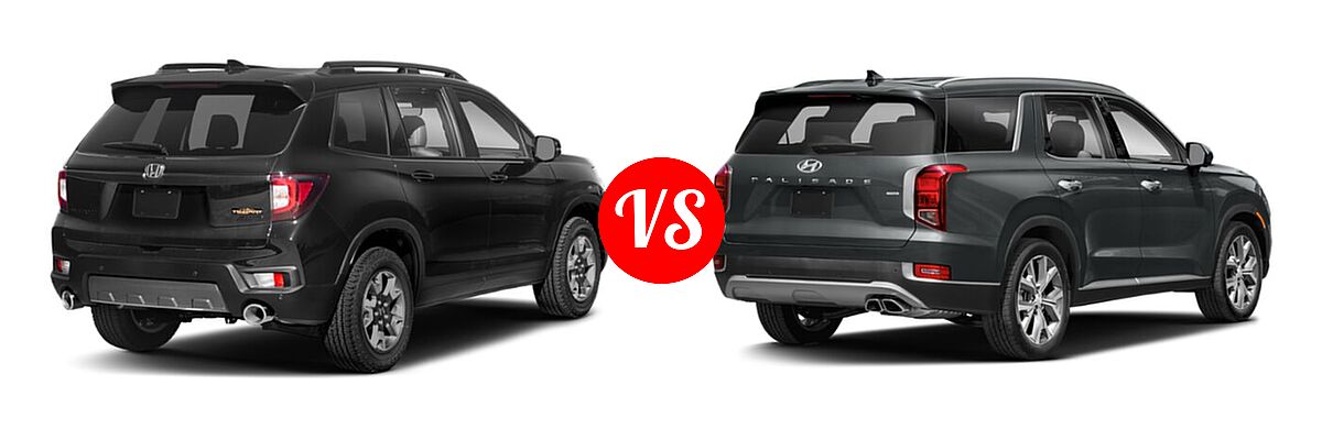 2022 Honda Passport SUV TrailSport vs. 2022 Hyundai Palisade SUV SEL - Rear Right Comparison