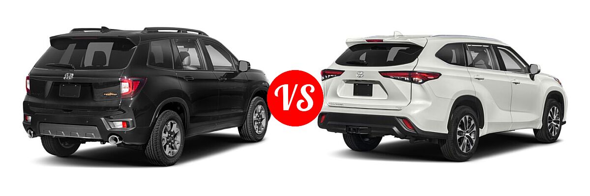 2022 Honda Passport SUV TrailSport vs. 2022 Toyota Highlander SUV Platinum - Rear Right Comparison