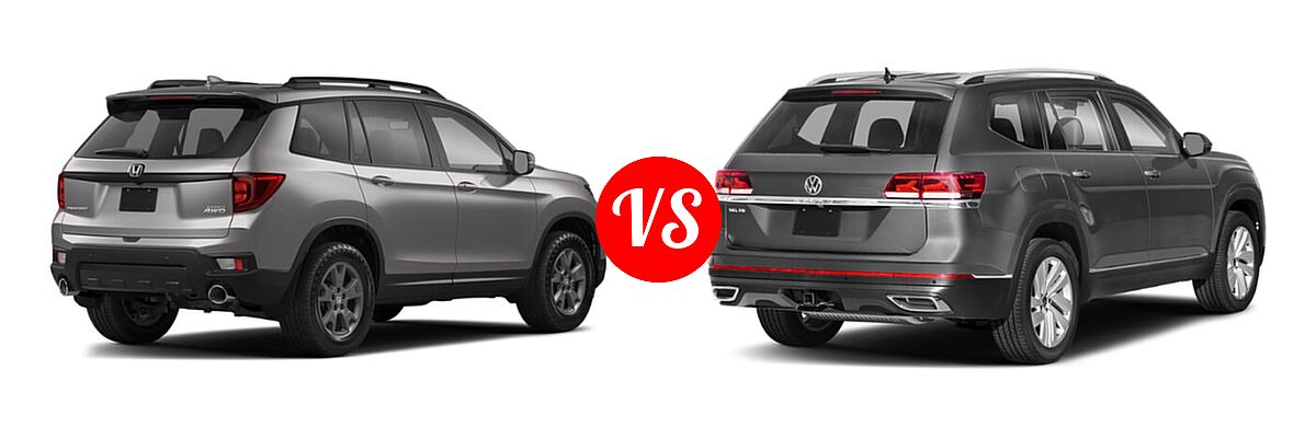 2022 Honda Passport SUV EX-L vs. 2022 Volkswagen Atlas SUV 2.0T SEL / 3.6L V6 SEL - Rear Right Comparison
