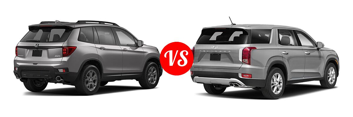 2022 Honda Passport SUV EX-L vs. 2022 Hyundai Palisade SUV SE - Rear Right Comparison
