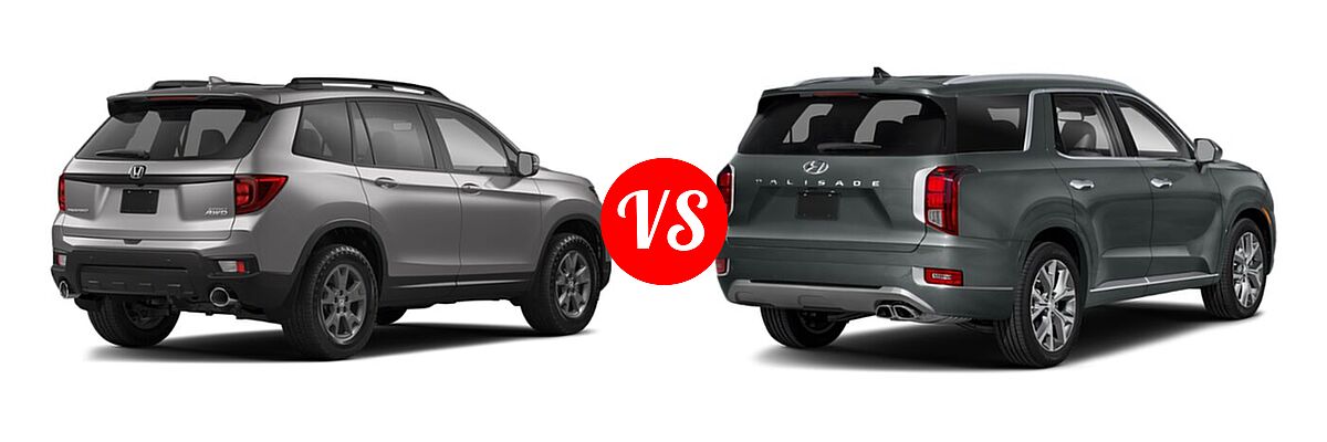 2022 Honda Passport SUV EX-L vs. 2022 Hyundai Palisade SUV Limited - Rear Right Comparison
