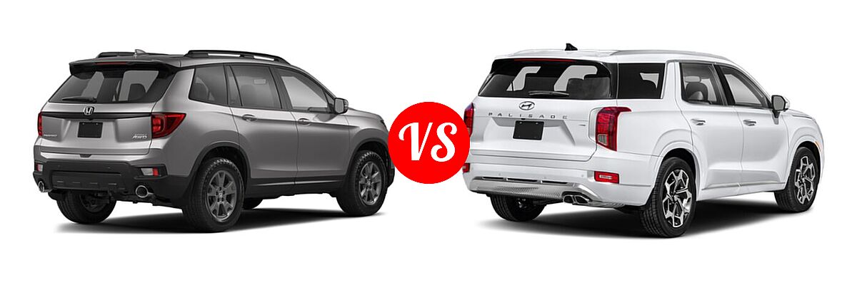 2022 Honda Passport SUV EX-L vs. 2022 Hyundai Palisade SUV Calligraphy - Rear Right Comparison