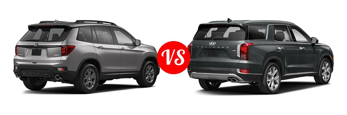 2022 Honda Passport SUV EX-L vs. 2022 Hyundai Palisade SUV SEL - Rear Right Comparison
