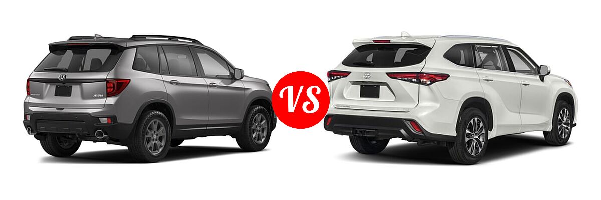 2022 Honda Passport SUV EX-L vs. 2022 Toyota Highlander SUV Platinum - Rear Right Comparison