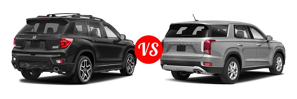 2022 Honda Passport SUV Elite vs. 2022 Hyundai Palisade SUV SE - Rear Right Comparison
