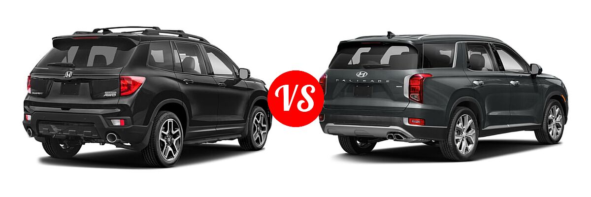 2022 Honda Passport SUV Elite vs. 2022 Hyundai Palisade SUV SEL - Rear Right Comparison