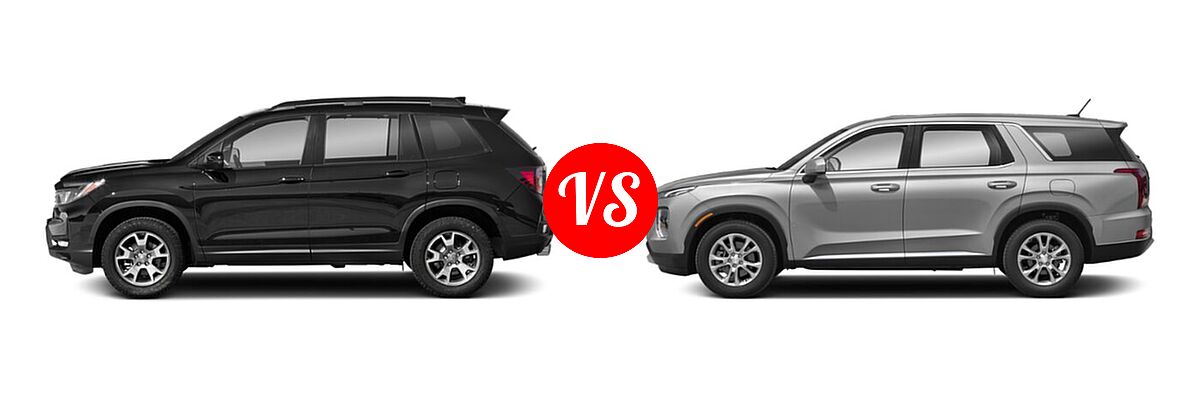 2022 Honda Passport SUV TrailSport vs. 2022 Hyundai Palisade SUV SE - Side Comparison