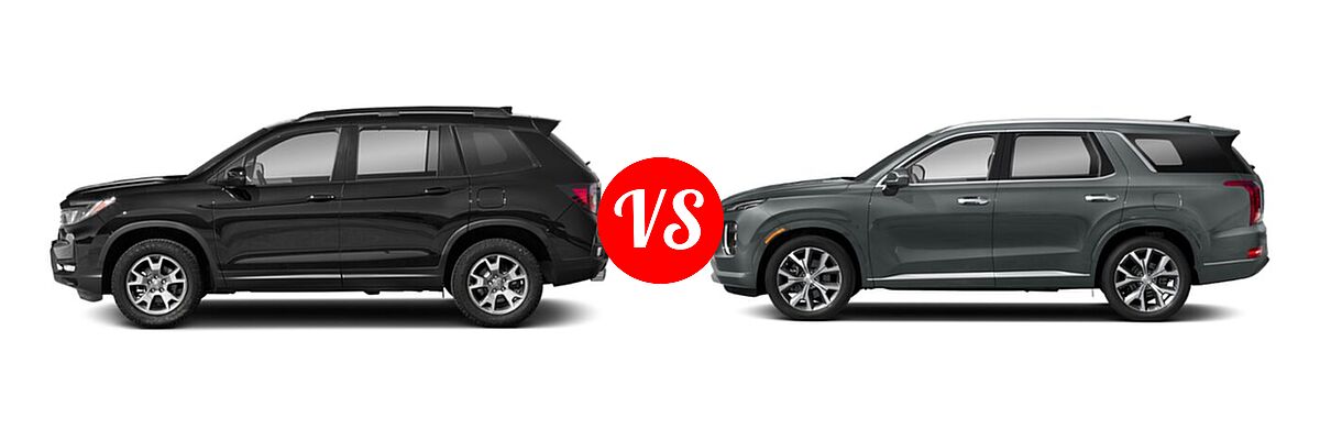 2022 Honda Passport SUV TrailSport vs. 2022 Hyundai Palisade SUV Limited - Side Comparison