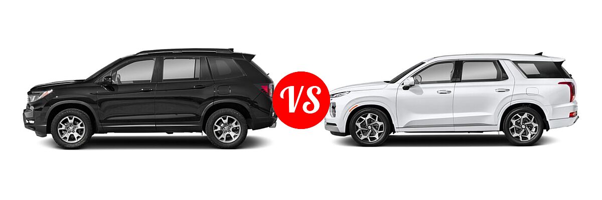 2022 Honda Passport SUV TrailSport vs. 2022 Hyundai Palisade SUV Calligraphy - Side Comparison