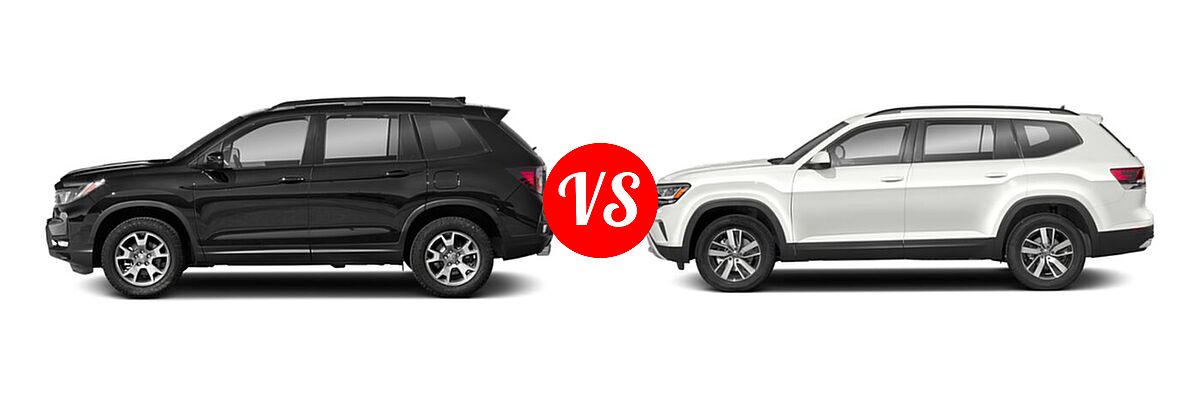 2022 Honda Passport SUV TrailSport vs. 2022 Volkswagen Atlas SUV 2.0T SE / 2.0T SE w/Technology / 3.6L V6 SE w/Technology - Side Comparison