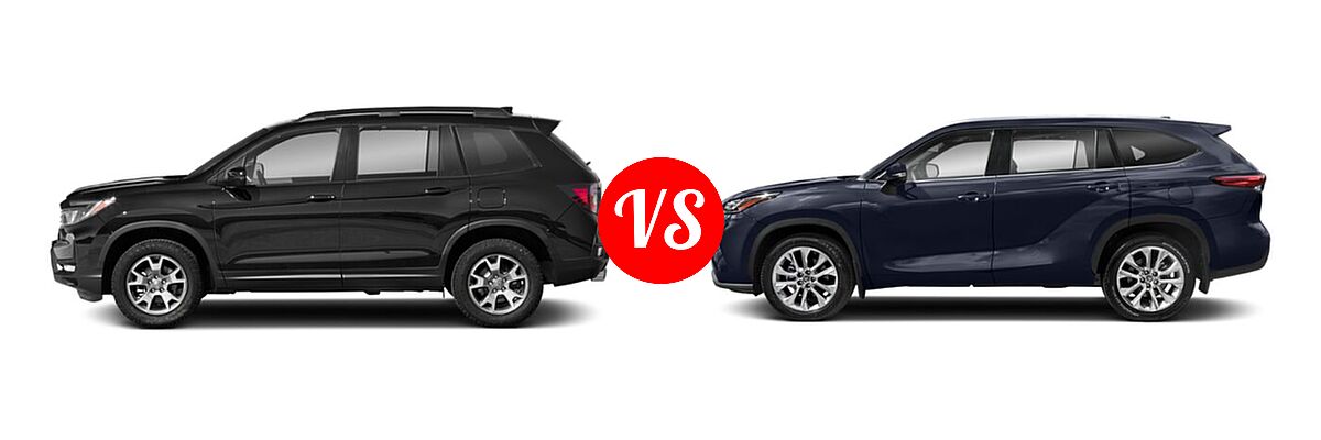 2022 Honda Passport SUV TrailSport vs. 2022 Toyota Highlander SUV Limited - Side Comparison
