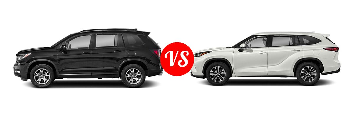 2022 Honda Passport SUV TrailSport vs. 2022 Toyota Highlander SUV Platinum - Side Comparison
