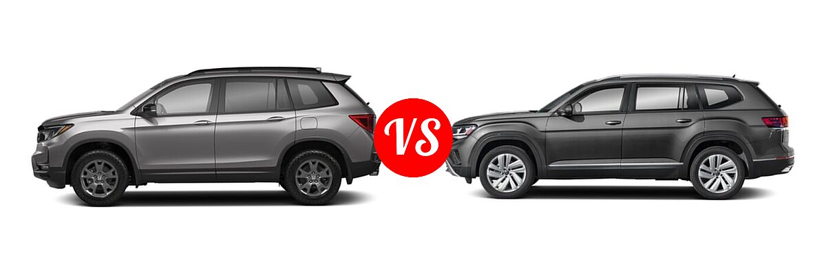 2022 Honda Passport SUV EX-L vs. 2022 Volkswagen Atlas SUV 2.0T SEL / 3.6L V6 SEL - Side Comparison