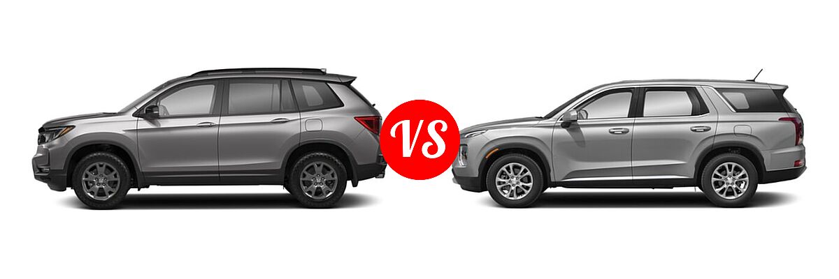2022 Honda Passport SUV EX-L vs. 2022 Hyundai Palisade SUV SE - Side Comparison