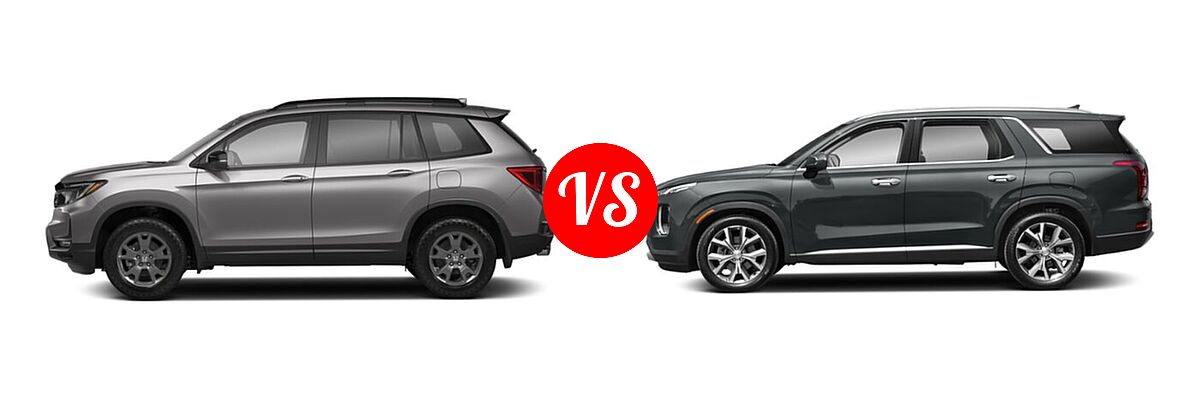 2022 Honda Passport SUV EX-L vs. 2022 Hyundai Palisade SUV SEL - Side Comparison