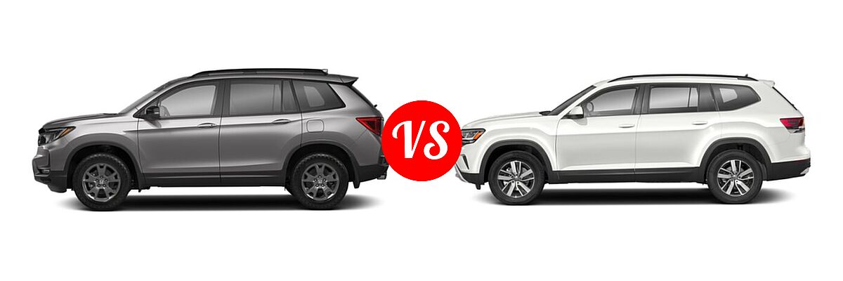 2022 Honda Passport SUV EX-L vs. 2022 Volkswagen Atlas SUV 2.0T SE / 2.0T SE w/Technology / 3.6L V6 SE w/Technology - Side Comparison