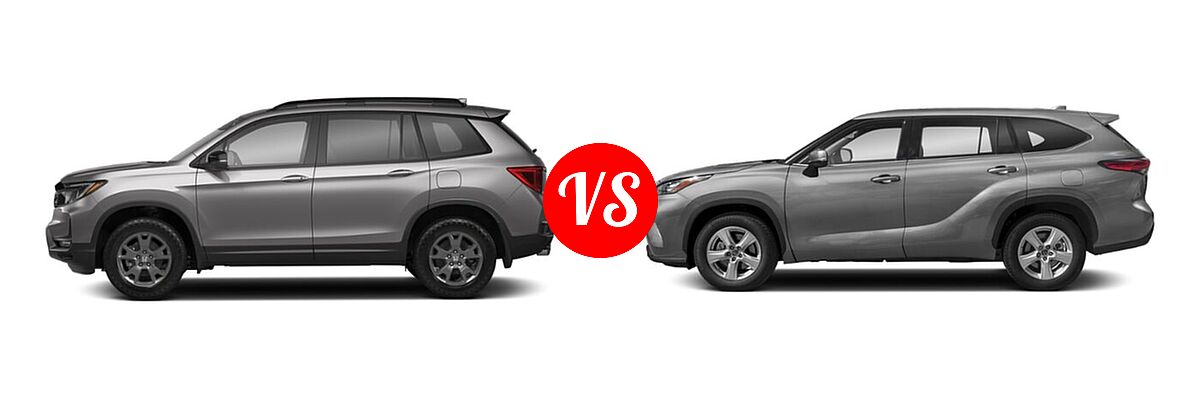 2022 Honda Passport SUV EX-L vs. 2022 Toyota Highlander SUV L / LE - Side Comparison