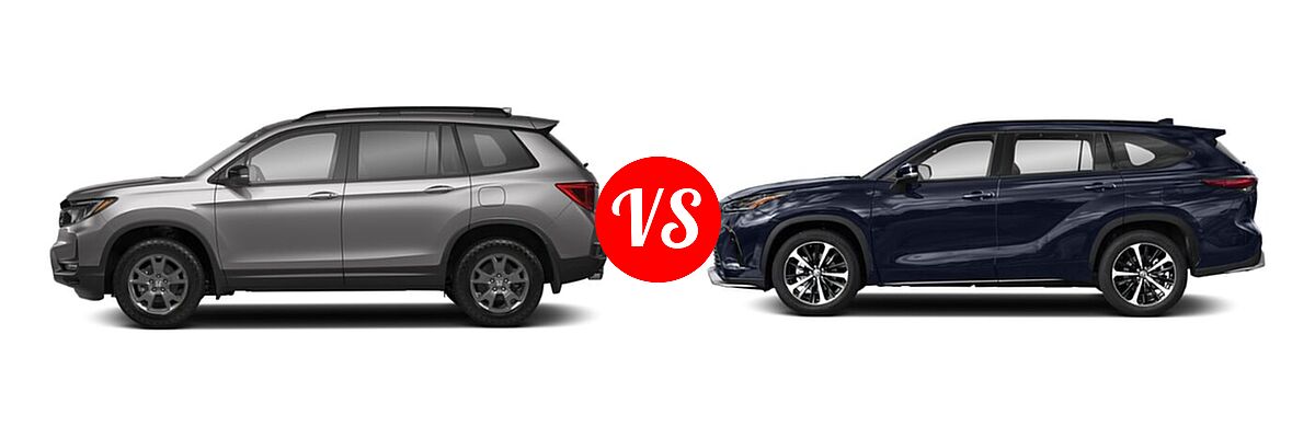 2022 Honda Passport SUV EX-L vs. 2022 Toyota Highlander SUV XLE - Side Comparison