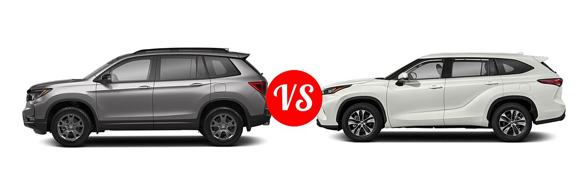 2022 Honda Passport SUV EX-L vs. 2022 Toyota Highlander SUV Platinum - Side Comparison